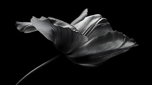 Ink-Rendered Tulip Dances Against Midnight Canvas