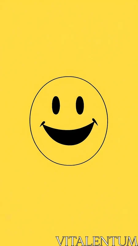 Sunburst smiley face on bold yellow minimalist canvas.