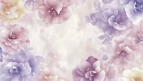 Soft Floral Gradient with Layered Pink and Purple Blooms.