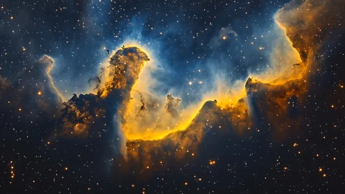 Stellar Ember Crestline Carved Through Midnight Nebulae.