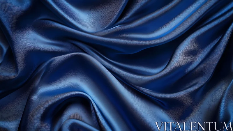 Blue Silk Fabric with Dimensional Folds and Reflective Surface.
