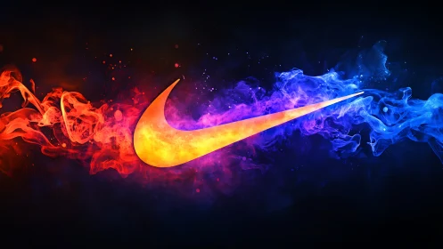 Glowing swoosh of fire and ice drifting through darkness.