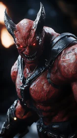 Red horned demon character rendered in detailed 3D