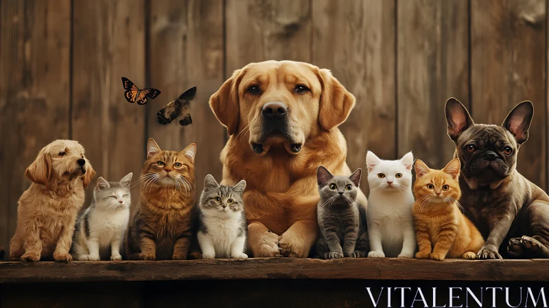 A Heartwarming Group of Dogs, Cats, and Butterflies Together