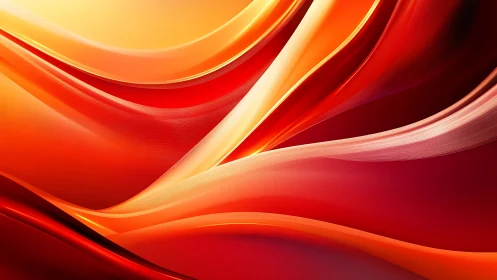 Layered red and orange abstract digital wave composition.