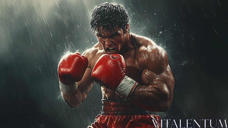 Champion Warrior Defies Storm Through Blazing Red Combat Gloves