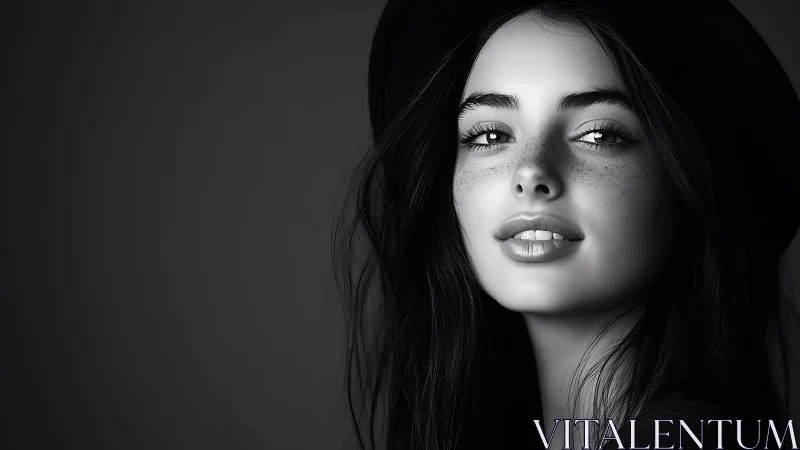 Freckled midnight muse leans into the hush of soft light