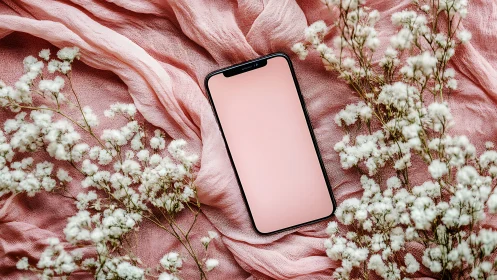 Digital Whisper: Smartphone Blooms Among Baby's Breath.