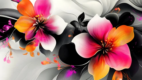 Vibrant Floral Dance in Bold Color.