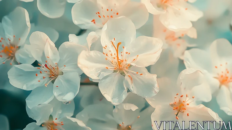 Delicate Spring Blossoms with Golden Stamens.
