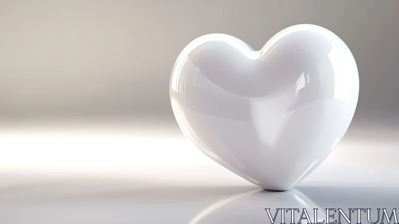 Glossy translucent white heart form rendered with advanced subsurface scattering