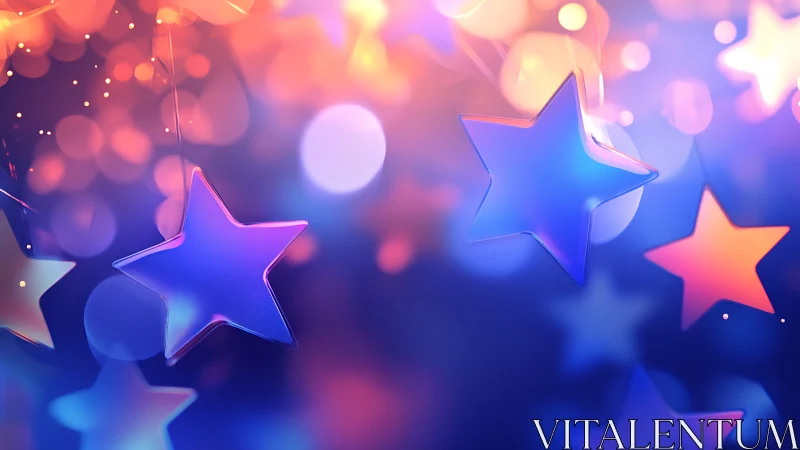 Translucent star ornaments against defocused colored lights.