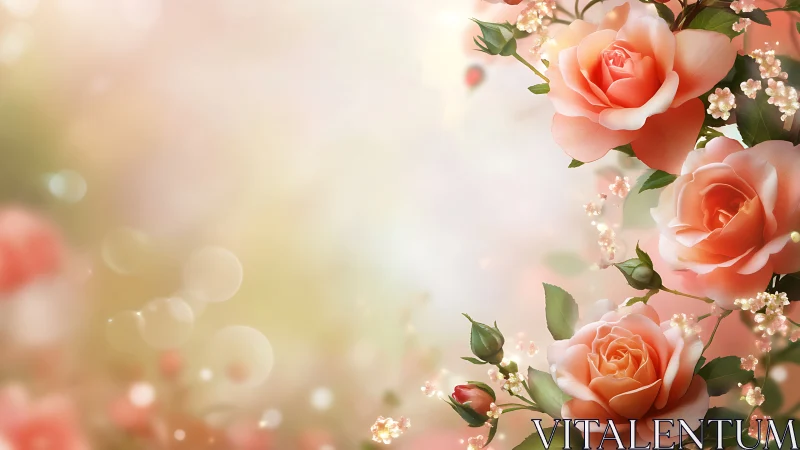 Coral Roses Dance in Soft Golden Light.