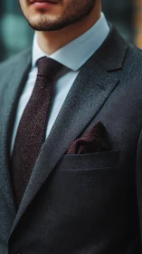 Midnight suit and burgundy details sharpen modern elegance.