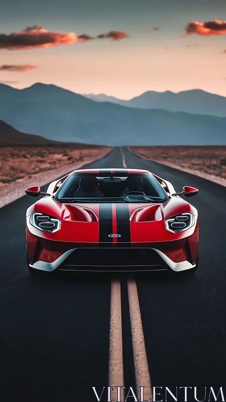 Sunset road welcomes a bold red sports car with style