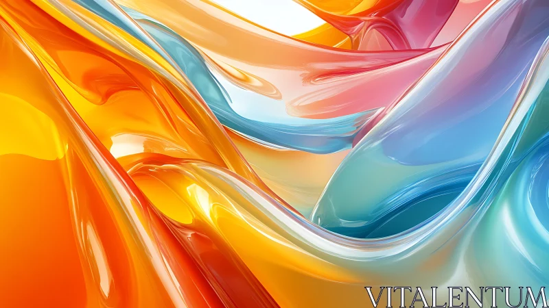 Molten rainbow ribbons swirl like liquid glass in motion