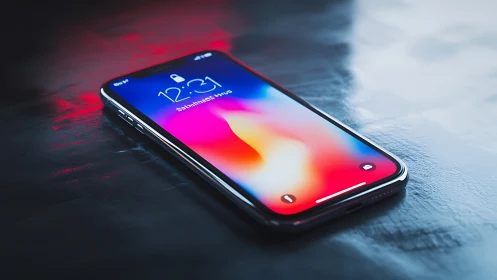 Modern Smartphone with Vibrant Lock Screen Display.
