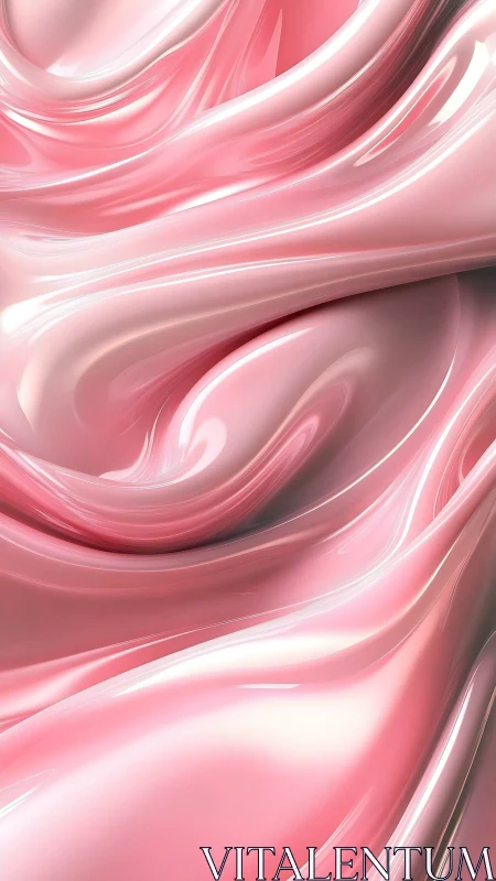 Glossy pink fluid waves curve across reflective folds.