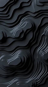 Layered dark contour surfaces form flowing relief pattern