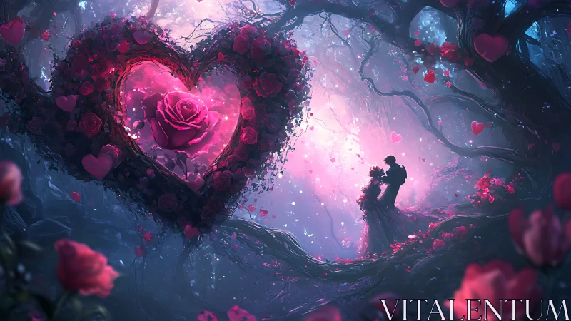 Luminescent Heart-Shaped Floral Formation Illuminates Romantic Landscape