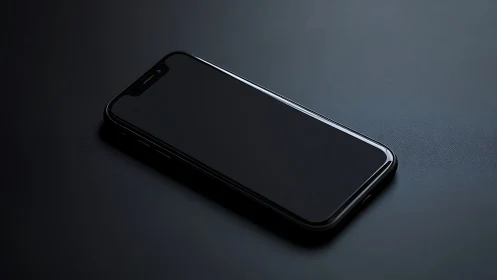 Modern Smartphone Rests on Dark Surface with Sleek Design