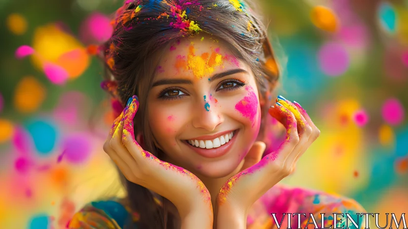 Vibrant smiling portrait rendered as saturated photorealism