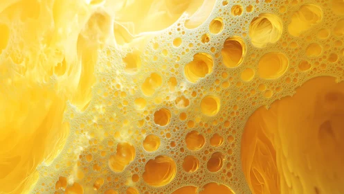 Golden bubbles drift across a glowing abstract honey sea