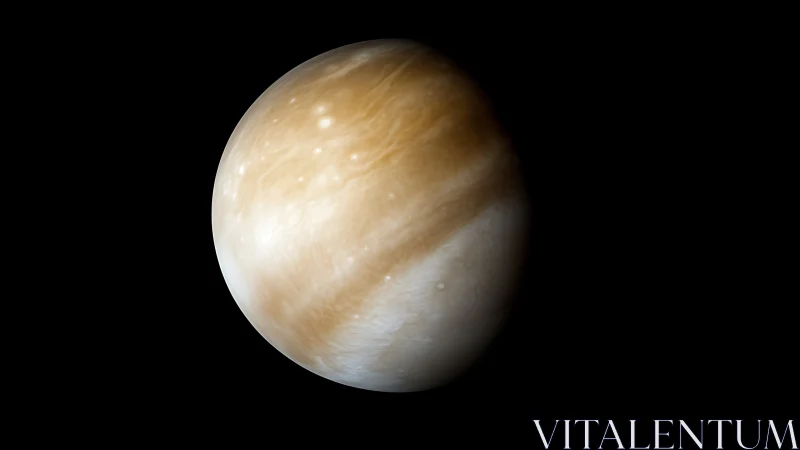 Sulfurous cloud-wreathed planet adrift in velvet black space.