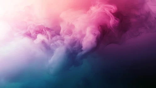 Volumetric pink and cyan smoke plume with soft gradient lighting