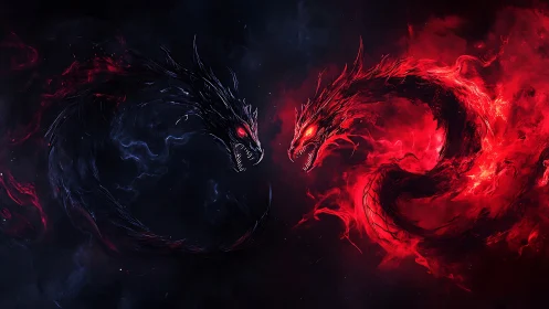 Dual spectral dragon serpents collide in high contrast nebular void