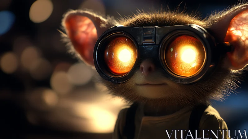 Goggle-eyed night tinkerer studies the glow of tiny stars