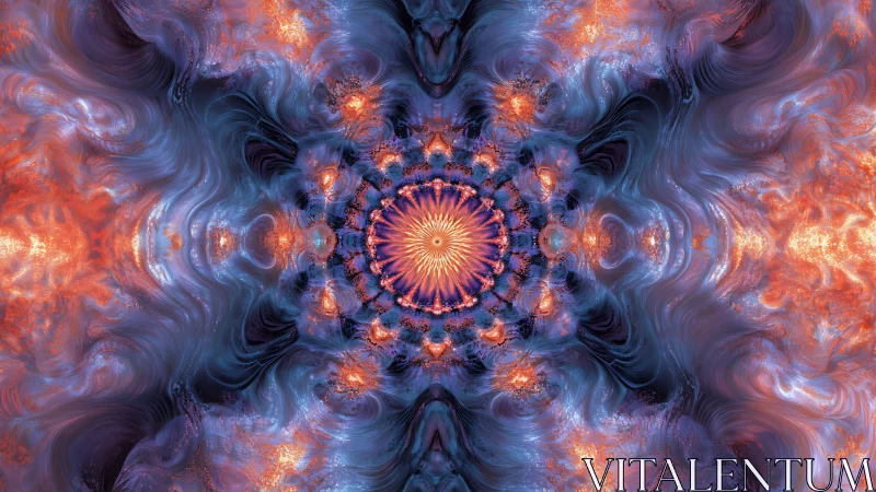 Radiant mandala vortex in swirling cosmic fractal fire.