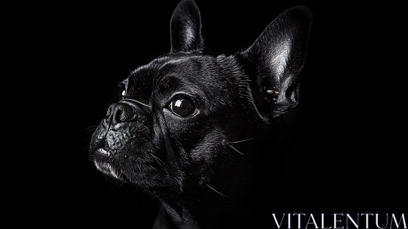 Low-key portrait isolates black French Bulldog in dramatic light