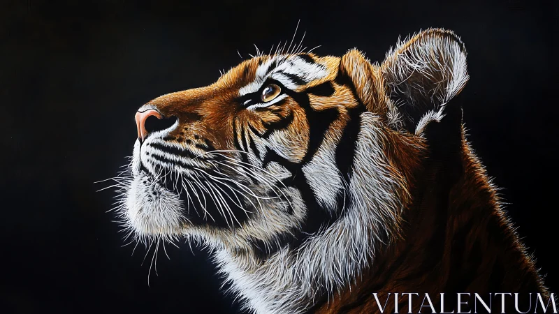 Tiger in quiet starlight, gazing toward unseen horizons.