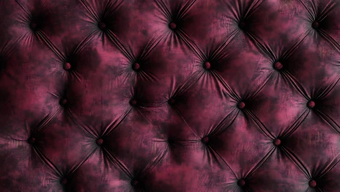 Velvet button-tufted maroon cushion pattern in close view.