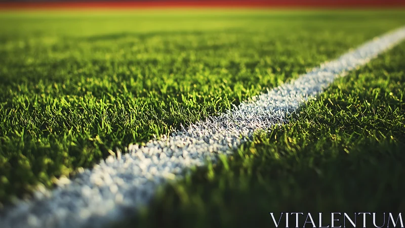 White sideline whispers across sunlit stadium grass