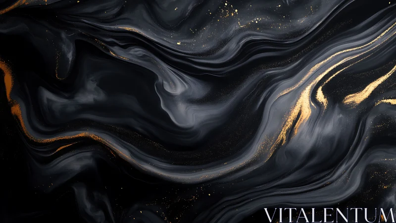 Black marble waves shimmer with flowing gold accents.