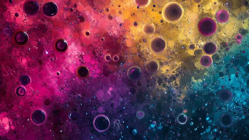 Multicolored circular gradients form layered abstract field