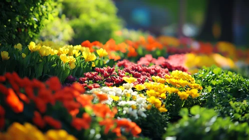 Vibrant Spring Flower Garden Display.