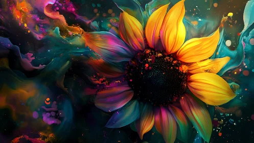 Cosmic sunflower pirouettes through nebula-bright color tides