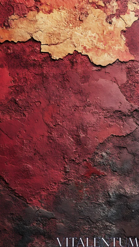 High resolution red plaster wall with layered surface erosion