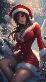 Holiday snowlight with a charming red eyed Santa muse.