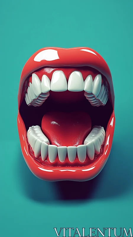 Glossy stylized open mouth with exaggerated white teeth
