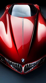 Red BMW concept coupe rendered in high-gloss digital view.