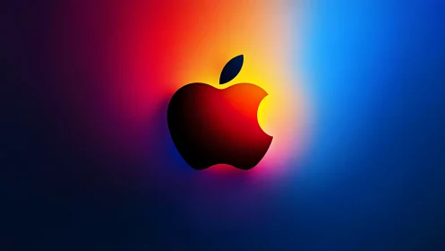 Luminous apple silhouette amid radiant gradient glow.