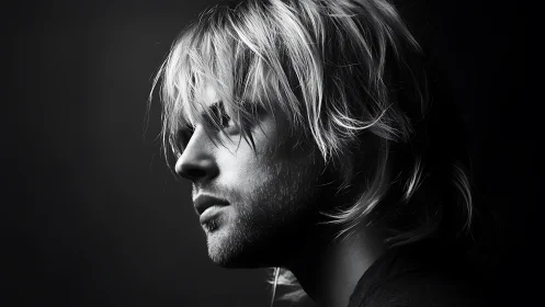 Moody monochrome male profile under dramatic side light.