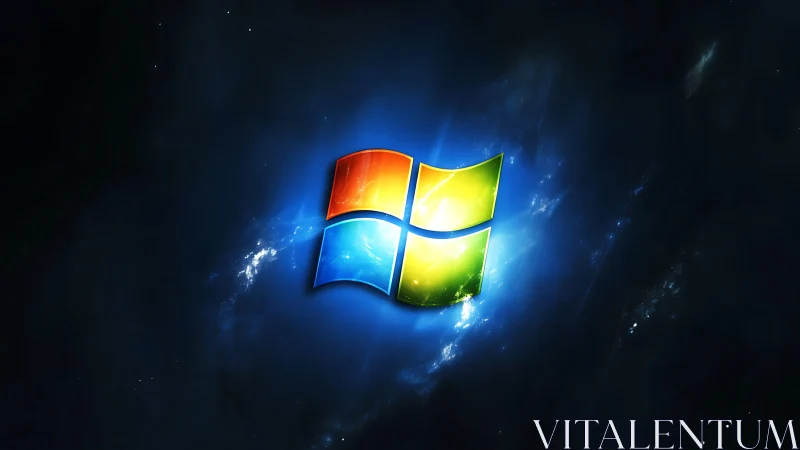 Cosmic glow around a radiant four-pane tech emblem.