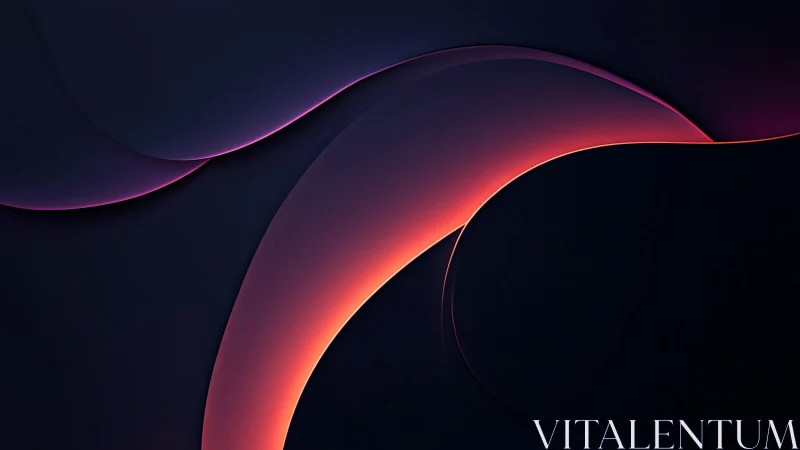 Curved neon gradient arcs over deep black minimal field.