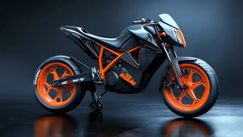KTM-inspired streetfighter concept motorcycle in studio lighting