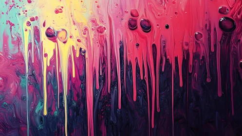 Neon drips and bubble echoes in a candy storm cascade.